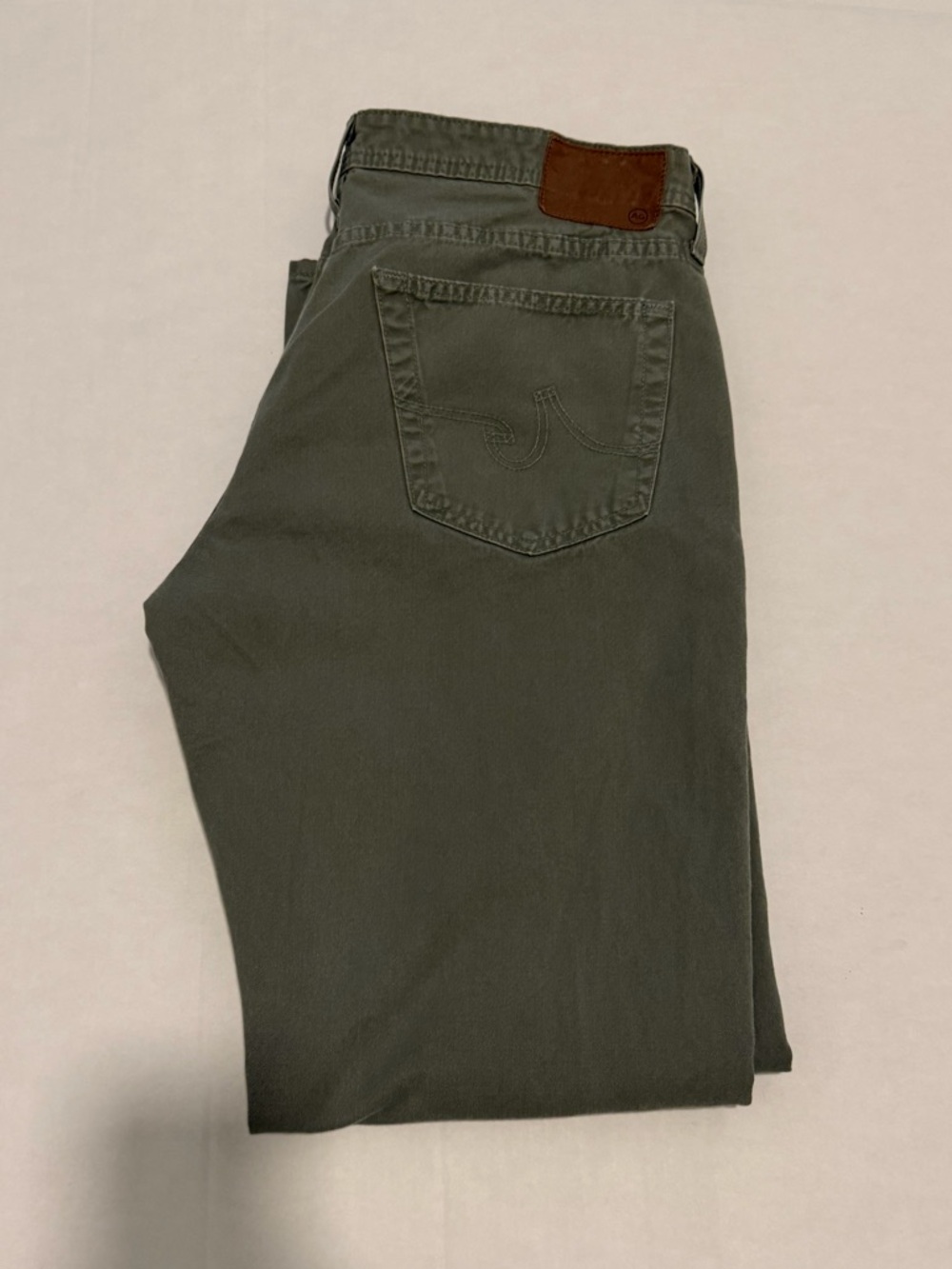 AG Adriano Goldschmied The Graduate Tailored Leg Pants Olive Green 36x32